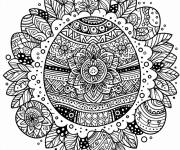 Coloriage Mandala P&acirc;ques en style de mandala oeuf maternelle