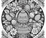 Coloriage Mandala P&acirc;ques et oeufs avec contours