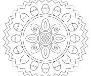 Coloriage Mandala pour le f&ecirc;te de P&acirc;ques en couleur