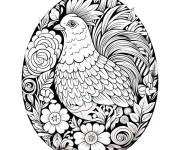 Coloriage Mod&egrave;le d'&oelig;uf de P&acirc;ques mandala de poulet