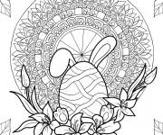 Coloriage Oeuf avec d'oreilles de lapin de P&acirc;ques en mandala