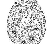 Coloriage Oeuf de P&acirc;ques avec un oiseau au centre