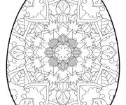 Coloriage Oeuf de P&acirc;ques Mandala pour d&eacute;butant