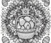 Coloriage Oeufs d&eacute;cor&eacute;s dans un joli panier mandala P&acirc;ques