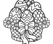 Coloriage Panier d'oeufs de P&acirc;ques mandala facile