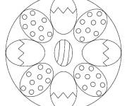 Coloriage P&acirc;ques en mandala simple et facile