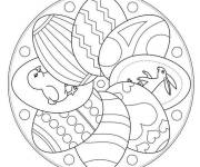 Coloriage P&acirc;ques mandala &agrave; d&eacute;couper