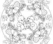 Coloriage P&acirc;ques mandala avec deux lapins et un joli &oelig;uf