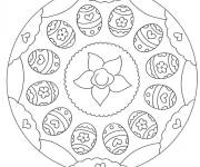 Coloriage P&acirc;ques mandala avec fleur au centre