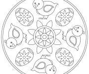 Coloriage P&acirc;ques Mandala avec poussin et &oelig;uf