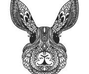 Coloriage P&acirc;ques Mandala avec t&ecirc;te de lapin