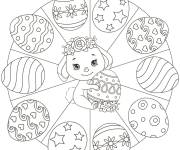 Coloriage P&acirc;ques mandala avec un chiot et oeuf