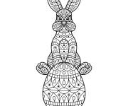 Coloriage P&acirc;ques Mandala avec un lapin et oeuf en maternelle
