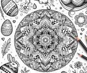 Coloriage P&acirc;ques mandala en couleurs