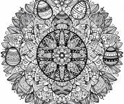 Coloriage P&acirc;ques mandala en forme de cercle pour adulte