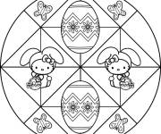 Coloriage P&acirc;ques mandala Hello Kitty