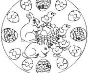 Coloriage P&acirc;ques mandala pour &acirc;ge scolaire