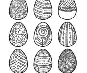 Coloriage Plusieurs &oelig;ufs de P&acirc;ques mandala gratuit