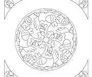 Coloriage Poules et coqs P&acirc;ques mandala