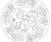 Coloriage Poussin d&eacute;core l'&oelig;uf de P&acirc;ques en mandala