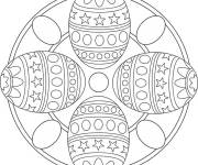 Coloriage Quartes &oelig;ufs de P&acirc;ques magnifique en mandala