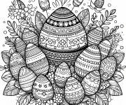 Coloriage Repr&eacute;sentation de mandala P&acirc;ques en forme des oeufs d&eacute;cor&eacute;s
