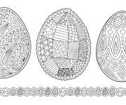 Coloriage Trois &oelig;ufs de P&acirc;ques d&eacute;cor&eacute; en mandala