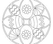 Coloriage Un oeuf de P&acirc;ques d&eacute;cor&eacute; en mandala facile