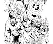 Coloriage Affiche des super-h&eacute;ros de Marvel
