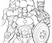 Coloriage Avengers Black Panther, Hulk, Flash et captain america