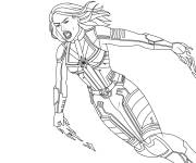 Coloriage Captain Marvel en montrant ses pouvoirs