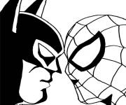 Coloriage D&eacute;fi Batman et Spider man de Marvel