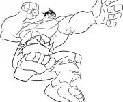 Coloriage Hulk de Marvel pour la destruction de l'ennemi