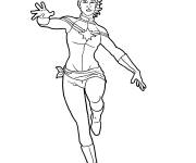 Coloriage Illustration de superh&eacute;ro&iuml;ne Captain Marvel