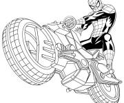 Coloriage L'homme araign&eacute;e sur sa moto rapide