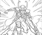 Coloriage Loki Marvel en action