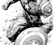 Coloriage Marvel Captain America super-h&eacute;ros d&eacute;taill&eacute;