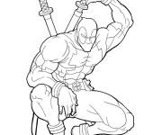 Coloriage Marvel Deadpool tenant son &eacute;p&eacute;e