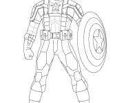 Coloriage Portrait Captain America en noir et blanc de Marvel