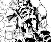 Coloriage Portrait entier de super-h&eacute;ros Thor de Marvel