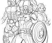 Coloriage Quatre super-h&eacute;ros populaire de Marvel Universe