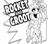 Coloriage Rocket et Groot de Marvel