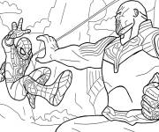 Coloriage Sc&egrave;ne de combat entre Thanos et Spiderman