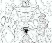 Coloriage Sc&egrave;ne de combat Thanos conte Spider Man er Hulk  Avengers Endgame