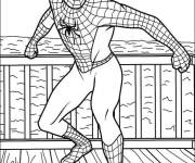 Coloriage Spiderman de Marvel studio sur un bateau