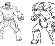 Coloriage Super-h&eacute;ros Hulkbuster et Hulk Marvel