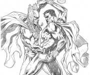 Coloriage Super H&eacute;ros Marvel au combat f&eacute;roce