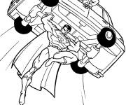 Coloriage Superman en sc&egrave;ne de protection des innocents