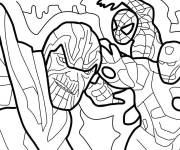 Coloriage Thanos contre Spider-Man et Iron Man du film Avengers