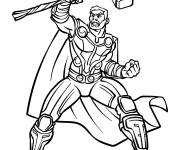 Coloriage Thor avec son axe de Marvel